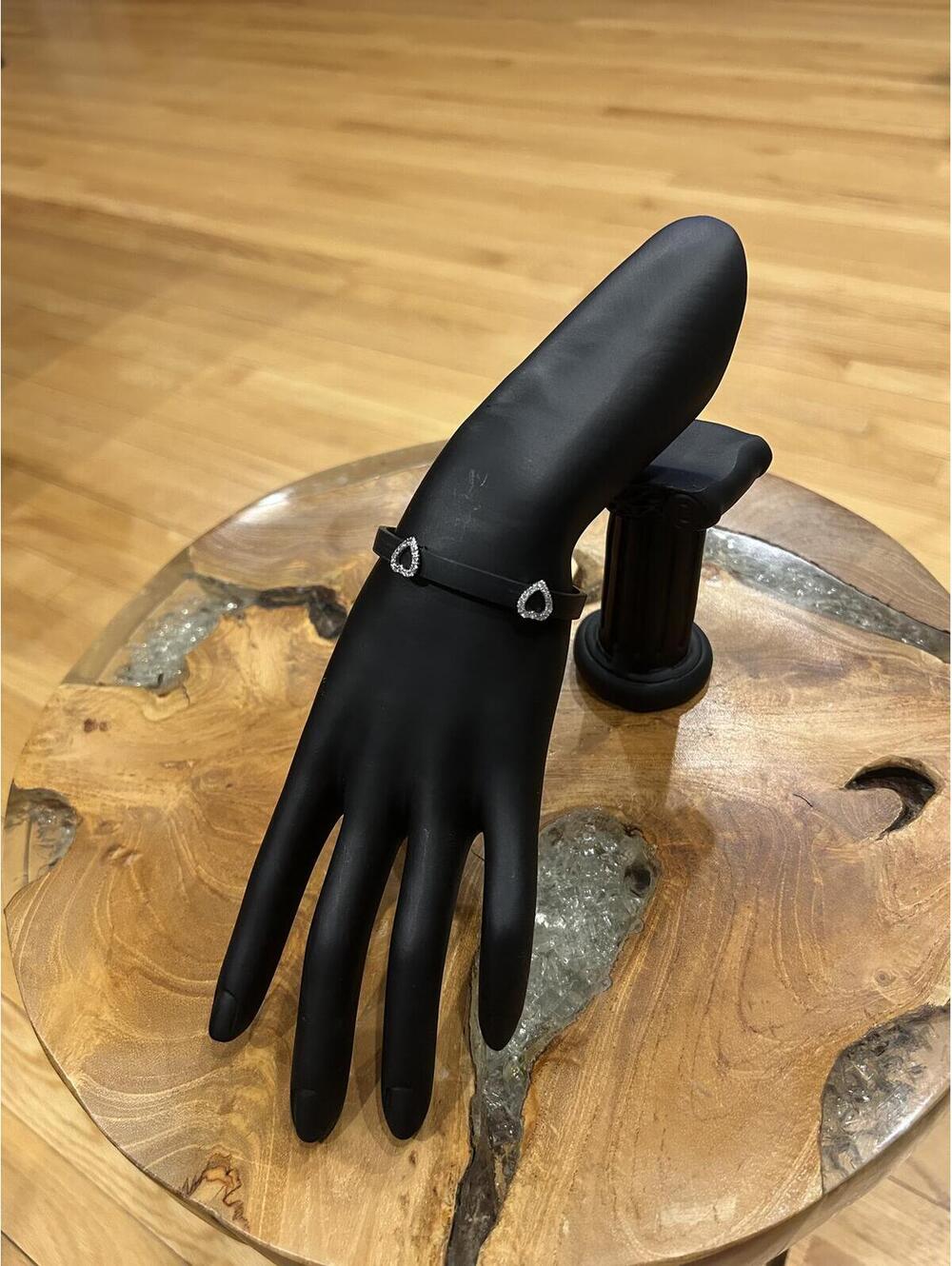 Black Rubber Bracelet with Sterling Silver Geometric Detail